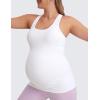 imageCRZ YOGA Butterluxe Womens Racerback Maternity Tank Tops Ruched Sleeveless Pregnancy Yoga Tee with Built in Bra Workout ShirtWhite