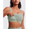 imageCRZ YOGA Butterluxe Womens Square Neck Longline Sports Bra  Workout Crop Tank Tops Padded Yoga Camisole with Built in PadsGreen Palm Court