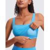 imageCRZ YOGA Butterluxe Womens Square Neck Longline Sports Bra  Workout Crop Tank Tops Padded Yoga Camisole with Built in PadsKayak Blue