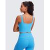 imageCRZ YOGA Butterluxe Womens Square Neck Longline Sports Bra  Workout Crop Tank Tops Padded Yoga Camisole with Built in PadsKayak Blue