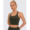 imageCRZ YOGA Butterluxe Womens YBack Racerback Longline Sports Bra  Padded Scoop Neck Workout Crop Tank Top with Built in PadsOlive Green