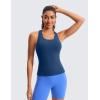 imageCRZ YOGA Butterluxe Workout Tank Tops for Women Built in Bras Padded  Racerback Athletic Spandex Yoga CamisoleFrench Navy