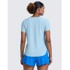 imageCRZ YOGA Cloudweight Workout Tops for Women Lightweight Athletic Short Sleeve Shirts Gym Running Side Slit TShirtsLight Grayish Blue