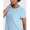 imageCRZ YOGA Cloudweight Workout Tops for Women Lightweight Athletic Short Sleeve Shirts Gym Running Side Slit TShirtsLight Grayish Blue