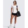 imageCRZ YOGA Cloudweight Workout Tops for Women Lightweight Athletic Short Sleeve Shirts Gym Running Side Slit TShirtsMilky White Bone
