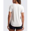 imageCRZ YOGA Cloudweight Workout Tops for Women Lightweight Athletic Short Sleeve Shirts Gym Running Side Slit TShirtsMilky White Bone