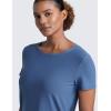 imageCRZ YOGA Cloudweight Workout Tops for Women Lightweight Athletic Short Sleeve Shirts Gym Running Side Slit TShirtsPitch Blue