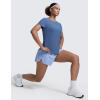 imageCRZ YOGA Cloudweight Workout Tops for Women Lightweight Athletic Short Sleeve Shirts Gym Running Side Slit TShirtsPitch Blue