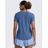 imageCRZ YOGA Cloudweight Workout Tops for Women Lightweight Athletic Short Sleeve Shirts Gym Running Side Slit TShirtsPitch Blue