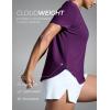 imageCRZ YOGA Cloudweight Workout Tops for Women Lightweight Athletic Short Sleeve Shirts Gym Running Side Slit TShirtsPlum Magenta