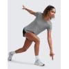 imageCRZ YOGA Cloudweight Workout Tops for Women Lightweight Athletic Short Sleeve Shirts Gym Running Side Slit TShirtsSilver Gray