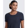 imageCRZ YOGA Cloudweight Workout Tops for Women Lightweight Athletic Short Sleeve Shirts Gym Running Side Slit TShirtsTrue Navy
