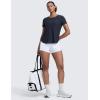 imageCRZ YOGA Cloudweight Workout Tops for Women Lightweight Athletic Short Sleeve Shirts Gym Running Side Slit TShirtsTrue Navy