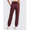 imageCRZ YOGA Cotton Fleece Lined Sweatpants Women High Waisted Warm Casual Lounge Jogger Pants with PocketsDark Red