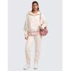 imageCRZ YOGA Cotton Fleece Lined Sweatpants Women High Waisted Warm Casual Lounge Jogger Pants with PocketsWhite Apricot