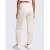 imageCRZ YOGA Cotton Fleece Lined Sweatpants Women High Waisted Warm Casual Lounge Jogger Pants with PocketsWhite Apricot