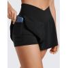 imageCRZ YOGA Crossover Butterfly Athletic Shorts for Women 2 in 1 Flowy High Waisted for Tennis Running Workout with PocketsBlack