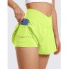 imageCRZ YOGA Crossover Butterfly Athletic Shorts for Women 2 in 1 Flowy High Waisted for Tennis Running Workout with PocketsNeon Yellow