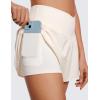 imageCRZ YOGA Crossover Butterfly Athletic Shorts for Women 2 in 1 Flowy High Waisted for Tennis Running Workout with PocketsWhite Apricot