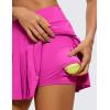 imageCRZ YOGA Cute Pleated Skirts for Women High Waisted Tennis Golf Skorts with Pockets Casual Athletic Workout SkaterHibiscus Purple
