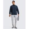imageCRZ YOGA Fleece Lined Half Zip Sweatshirts for Men Mock Neck Pullover Sweat Shirts Casual Workout Daily SweatersInk Blue
