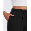 imageCRZ YOGA Fleece Sweatpants Women Cotton Joggers High Waisted Lounge Casual Travel Elastic Bottom Pants with PocketsBlack