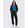 imageCRZ YOGA Fleece Sweatpants Women Cotton Joggers High Waisted Lounge Casual Travel Elastic Bottom Pants with PocketsBlack