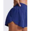 imageCRZ YOGA High Waisted Dolphin Athletic Running Shorts for Women 3quot High Split Comfy Mesh Liner for Gym Workout TrackLarkspur Blue