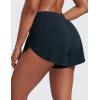 imageCRZ YOGA High Waisted Dolphin Athletic Running Shorts for Women 3quot High Split Comfy Mesh Liner for Gym Workout TrackTrue Navy