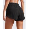 imageCRZ YOGA High Waisted Dolphin Running Shorts for Womens Mesh Liner for Gym Workout Athletic with Zipper PocketBlack
