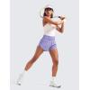 imageCRZ YOGA High Waisted Dolphin Running Shorts for Womens Mesh Liner for Gym Workout Athletic with Zipper PocketDark Lavender Purple