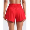 imageCRZ YOGA High Waisted Dolphin Running Shorts for Womens Mesh Liner for Gym Workout Athletic with Zipper PocketDeep Red