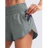 imageCRZ YOGA High Waisted Dolphin Running Shorts for Womens Mesh Liner for Gym Workout Athletic with Zipper PocketGrey Sage