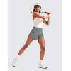 imageCRZ YOGA High Waisted Dolphin Running Shorts for Womens Mesh Liner for Gym Workout Athletic with Zipper PocketGrey Sage