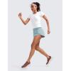 imageCRZ YOGA High Waisted Dolphin Running Shorts for Womens Mesh Liner for Gym Workout Athletic with Zipper PocketLight Grayish Blue