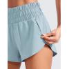 imageCRZ YOGA High Waisted Dolphin Running Shorts for Womens Mesh Liner for Gym Workout Athletic with Zipper PocketLight Grayish Blue