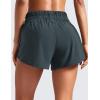 imageCRZ YOGA High Waisted Dolphin Running Shorts for Womens Mesh Liner for Gym Workout Athletic with Zipper PocketMelanite