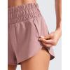 imageCRZ YOGA High Waisted Dolphin Running Shorts for Womens Mesh Liner for Gym Workout Athletic with Zipper PocketTwilight Rose Pink