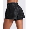 imageCRZ YOGA High Waisted Running Shorts for Women 3quot  Split Breathable for Athletic Tennis Gym Workout with PocketsBlack Tie Dye Flowers