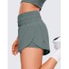 imageCRZ YOGA High Waisted Running Shorts for Women 3quot  Split Breathable for Athletic Tennis Gym Workout with PocketsGrey Sage