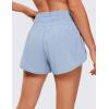 imageCRZ YOGA High Waisted Running Shorts for Women 3quot  Split Breathable for Athletic Tennis Gym Workout with PocketsThe Breeze Blue