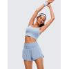 imageCRZ YOGA High Waisted Running Shorts for Women 3quot  Split Breathable for Athletic Tennis Gym Workout with PocketsThe Breeze Blue