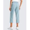 imageCRZ YOGA Lightweight Capri for Women 23quot Cropped Casual Lounge Work Athletic Travel Pants with Pockets Quick Dry SummerLight Grayish Blue