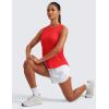 imageCRZ YOGA Lightweight Racerback Tank Tops for Women High Neck Workout Athletic Running Sleeveless ShirtsDeep Red