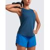 imageCRZ YOGA Lightweight Racerback Tank Tops for Women High Neck Workout Athletic Running Sleeveless ShirtsNight Blue Heather