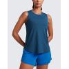 imageCRZ YOGA Lightweight Racerback Tank Tops for Women High Neck Workout Athletic Running Sleeveless ShirtsNight Blue Heather