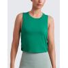imageCRZ YOGA Pima Cotton Cropped Workout Tank Tops for Women  Sleeveless Sports Athletic Yoga Running Gym Crop ShirtsCascadia Green