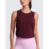 imageCRZ YOGA Pima Cotton Cropped Workout Tank Tops for Women  Sleeveless Sports Athletic Yoga Running Gym Crop ShirtsDeep Armholeberry Heather
