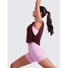 imageCRZ YOGA Pima Cotton Cropped Workout Tank Tops for Women  Sleeveless Sports Athletic Yoga Running Gym Crop ShirtsDeep Armholeberry Heather