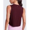 imageCRZ YOGA Pima Cotton Cropped Workout Tank Tops for Women  Sleeveless Sports Athletic Yoga Running Gym Crop ShirtsDeep Armholeberry Heather